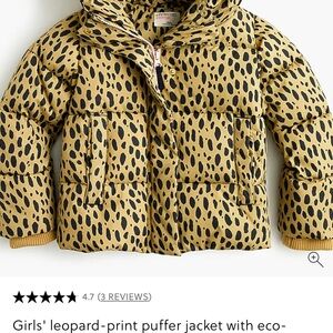 J. Crew Girls' Leopard Print Puffer Jacket VIRAL